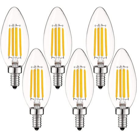 Luxrite B11 LED Light Bulbs 5W (60W Equivalent) 550LM 4000K Cool White Dimmable E12 Candelabra Base 6-Pack LR21596-6PK